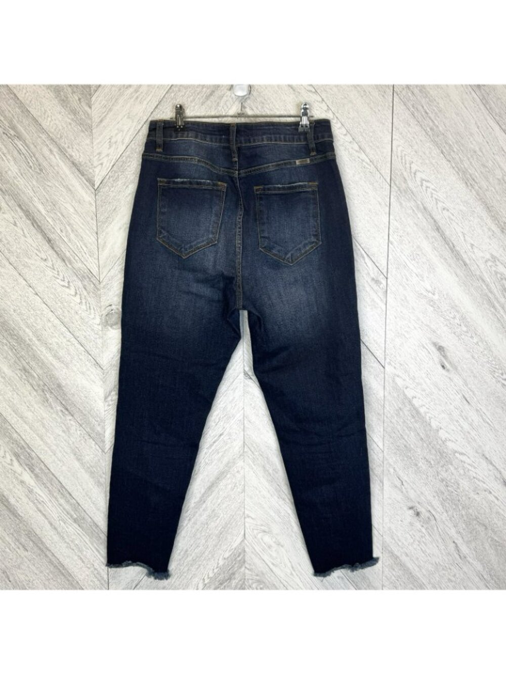 Kancan Skinny Jeans Womens Size 29 Exposed Button Fly Dark Wash Raw Hem 26" - Picture 5 of 7